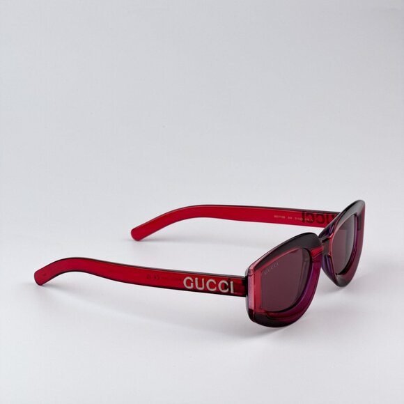 Gucci GG1719S 004 BRAND NEW Sunglasses Transparent Red Violet Women Square - Picture 5 of 9